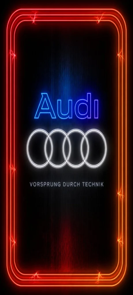 Audi RS5 – 4K Handy-Hintergrundbild Hol dir dieses exklusive Audi Neon-Wallpaper fürs Smartphone. Tiefschwarzer AMOLED-Hintergrund mit leuchtenden Ringen – perfekt für deinen Sperrbildschirm.