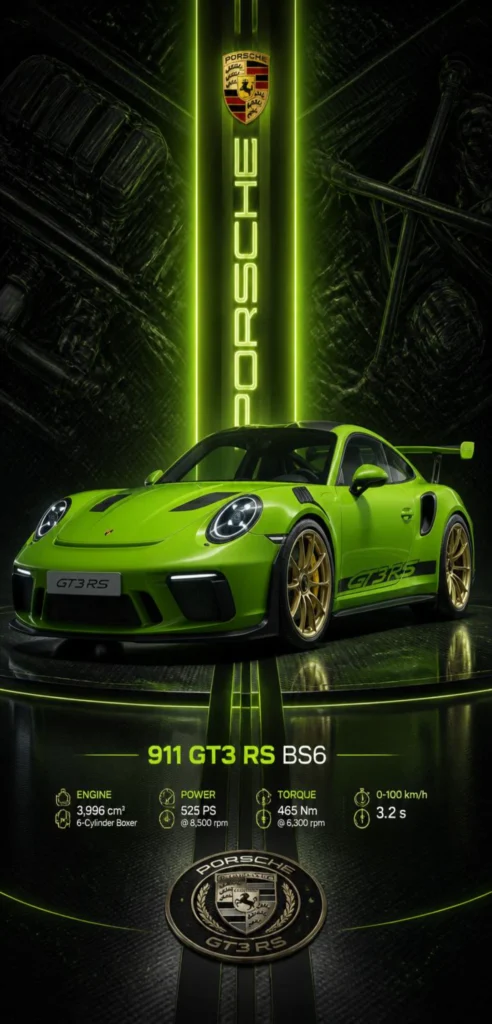 Lade dieses exklusive Porsche 911 GT3 RS Wallpaper in 4K für dein Smartphone herunter. Perfekt für Fans von Sportwagen, Porsche und hochwertigem Design.